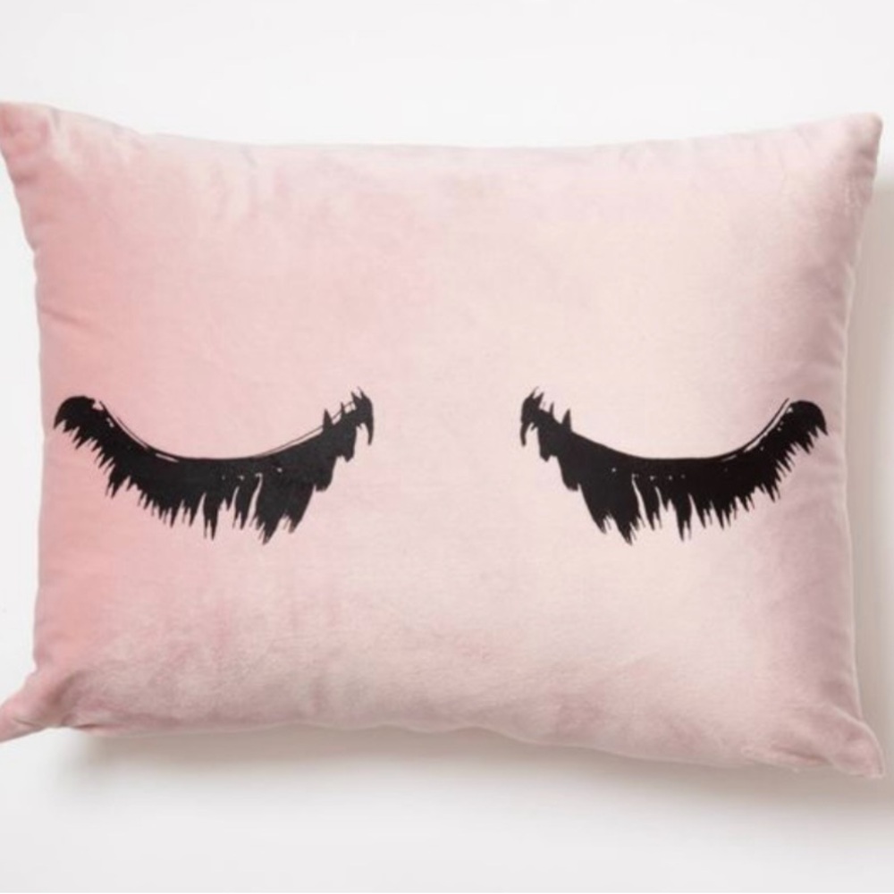 Dormify Lashes Pink Pillow NEW Soft velour Fun for Decorating or rest 12”X 16”